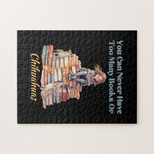 Zu viele Bücher oder Chihuahuas Puzzle (Horizontal)
