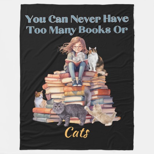 Zu viele Bücher oder Katzen Fleecedecke (Vorderseite)