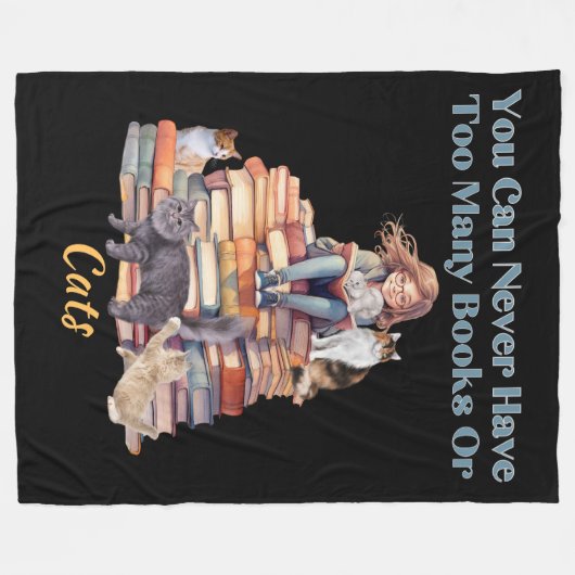 Zu viele Bücher oder Katzen Fleecedecke (Vorderseite (Horizontal))