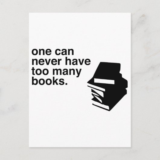 zu viele Bücher Postkarte (Vorderseite)