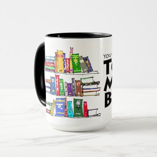 Zu viele Bücher Tasse (Vorderseite Links)
