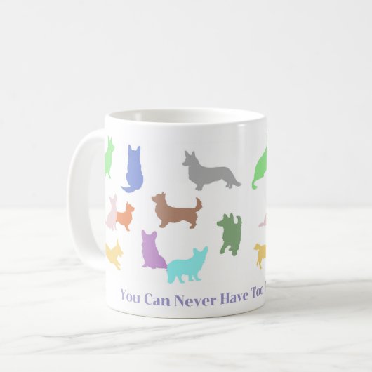Zu viele Corgis Kaffeetasse (Vorderseite Links)