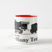 Zu viele Farbe der Zug-Lokomotive2 Zweifarbige Tasse (Mittel)