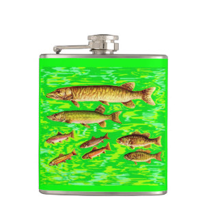 zu viele Fische im Meer Flachmann