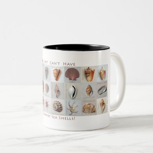 Zu viele Muschel-Tasse Zweifarbige Tasse (VorderseiteRechts)