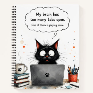 Zu viele Tabs geöffnet Lustige schwarze Katze Über Notizblock