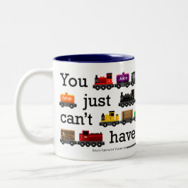 Zu viele Zug-Tasse Zweifarbige Tasse