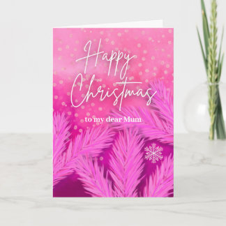 Zu Weihnachten in Rosa mit Kiefernzweigen Karte