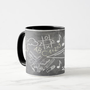 Zubehör zur Einschulung im Kreidetafel-Stil Tasse