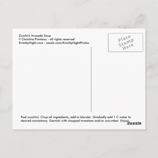 Zucchini Avocado Soup Postkarte (Rückseite)