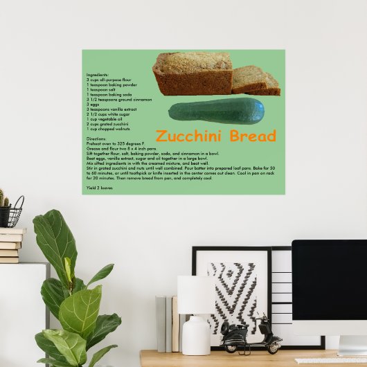 Zucchini Brot Rezept Print Poster (Heimbüro)