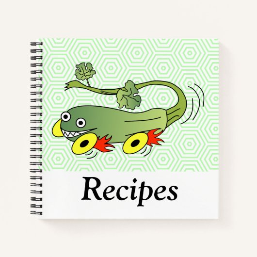 Zucchini Race Car Rezept Notebook Notizblock (Vorderseite)