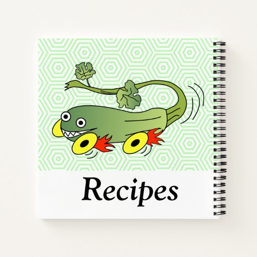 Zucchini Race Car Rezept Notebook Notizblock (Rückseite)