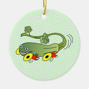 Zucchini Rennwagen Keramik Ornament
