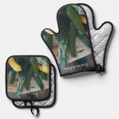 Zucchini- und Squashfarm Personalisiert Ofenhandschuh & Topflappen-Set (Vorderseite/Rückseite)