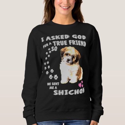 Zuchon Dog Mama Kostüm Shih Tzu Bichon Mix Pup Cut Sweatshirt (Vorderseite)