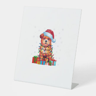 Zuchon Dog Ugly Xmas Lights Weihnachtsmannmütze Zu Sockelschild