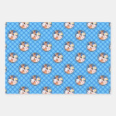 Zuchtbarnyard Tiere Gingham blau Geschenkpapier Set (Vorderseite 2)