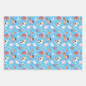Zuchtbarnyard Tiere Gingham blau Geschenkpapier Set (Vorderseite)