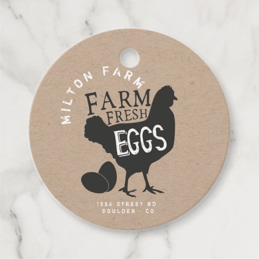 Zuchtfisch, frische Eier, rustikale Schrift Geschenkanhänger (Vorderseite)