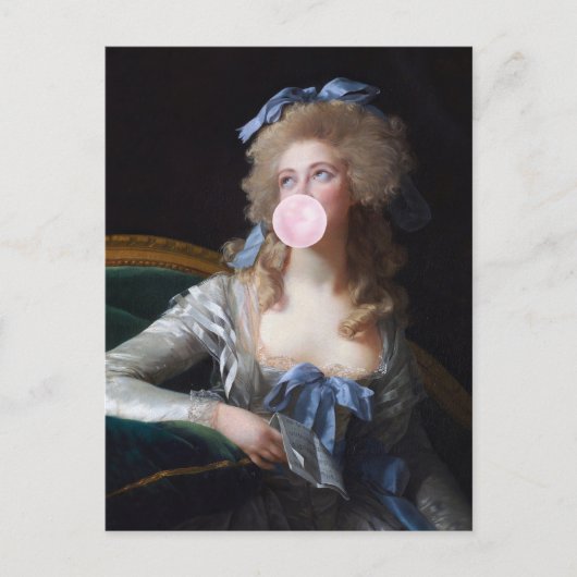 Züchtig mit rosa Bubble Gum Postkarte (Vorderseite)