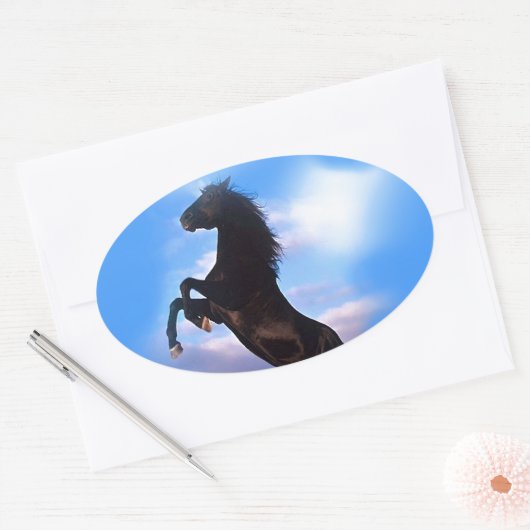Zuchtpferd Ovaler Aufkleber (Umschlag)