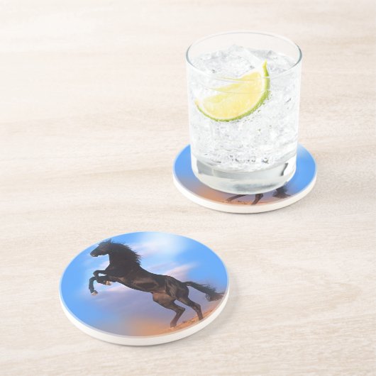 Zuchtpferd Sandstein Untersetzer (Seite)