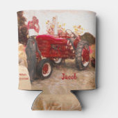 Zuchtschlepper Rot Vintag Rustikale Herbsternte Dosenkühler (Rückseite)