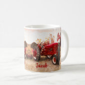 Zuchtschlepper Rot Vintag Rustikale Herbsternte Kaffeetasse (VorderseiteRechts)