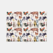 Zuchttiere Muster Aquarell Fleecedecke (Vorderseite (Horizontal))