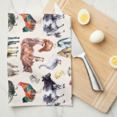 Zuchttiere Muster Aquarell Geschirrtuch (Viertel Falte)