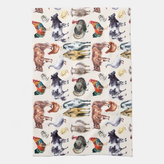 Zuchttiere Muster Aquarell Geschirrtuch (Vertikal)
