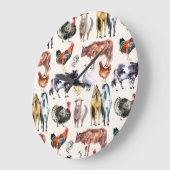 Zuchttiere Muster Aquarell Große Wanduhr (Winkel)
