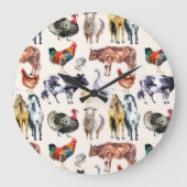 Zuchttiere Muster Aquarell Große Wanduhr (Vorderseite)