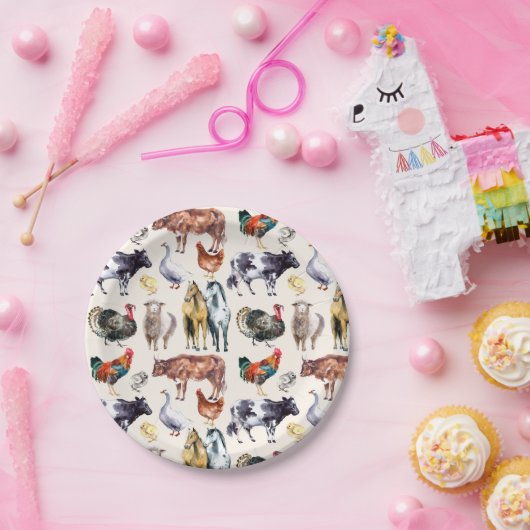 Zuchttiere Muster Aquarell Pappteller (Party)
