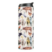 Zuchttiere Muster Aquarell Thermosbecher (Nach links gedreht)