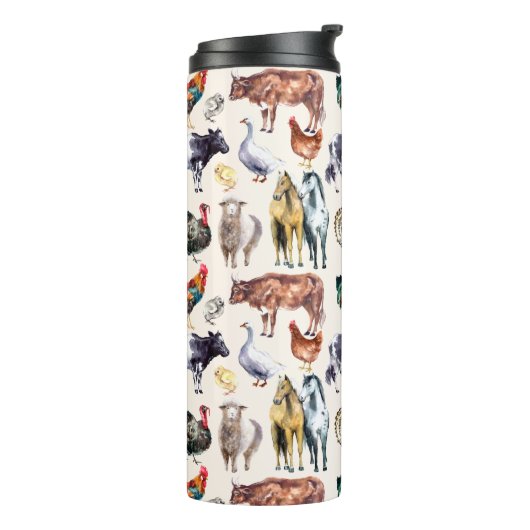 Zuchttiere Muster Aquarell Thermosbecher (Nach links gedreht)