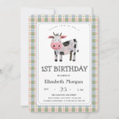 Zuchttierkuh Gingham Einladung (Vorderseite)