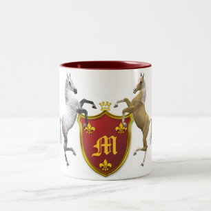 Züchtung der Pferde mit einem heraldischen Schild, Zweifarbige Tasse