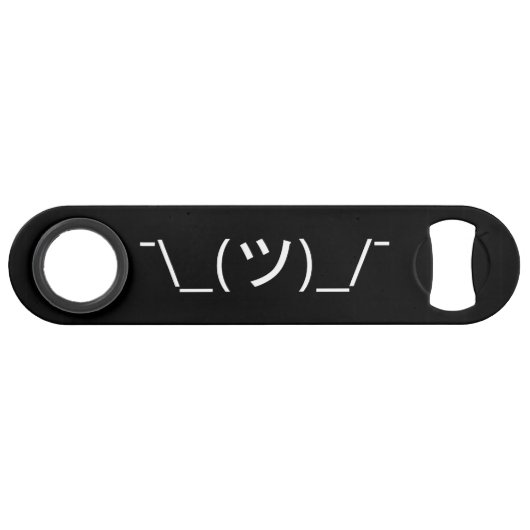 Zucken Sie Emoticon ¯ \ _(ツ) _/¯ Japaner Kaomoji Speedflaschenöffner (Vorderseite (Horizontal))