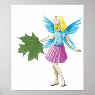 Zucker-Ahornbaum Fairy Holding Leaf Poster