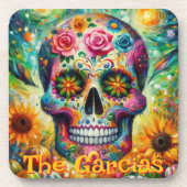 Zucker Blütenblütenblume Rose Sonnenblumen Persona Getränkeuntersetzer (Vorderseite)