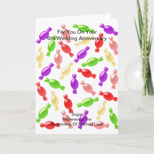 Zucker Candy Personalisiert 6. Hochzeitstag Karte (Vorderseite)