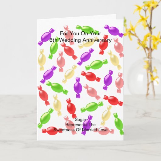 Zucker Candy Personalisiert 6. Hochzeitstag Karte (Gelbe Blume)