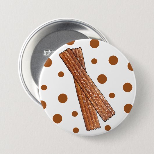 Zucker Churro Fried Teig Konditorei Spanisches Ess Button (Vorne & Hinten)