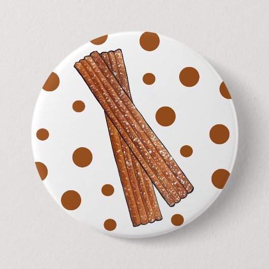 Zucker Churro Fried Teig Konditorei Spanisches Ess Button (Vorderseite)