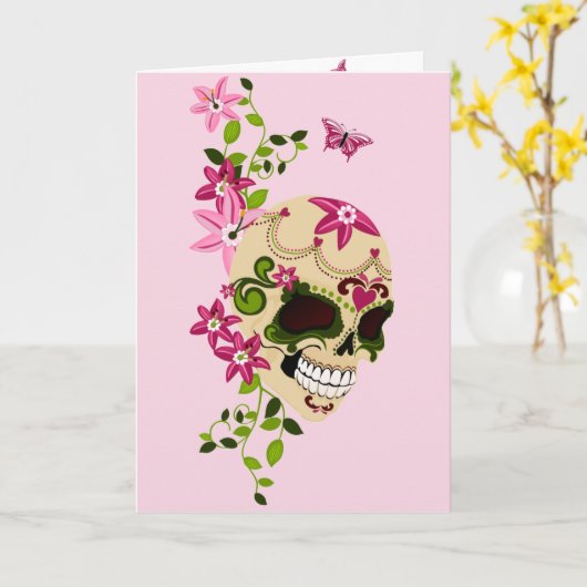Zucker [Día de Muertos] Karte (Gelbe Blume)