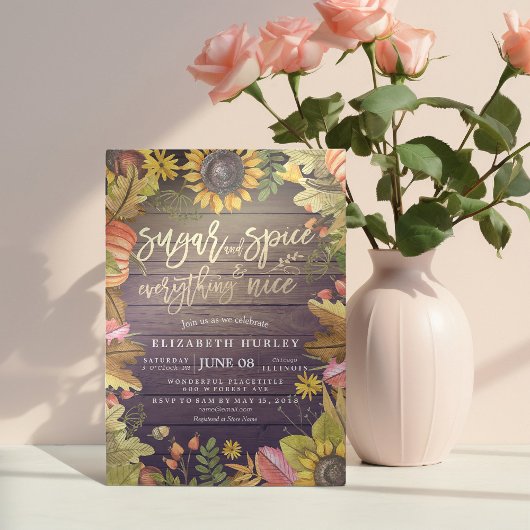 Zucker & Gewürze & Alles Gute Herbst Babydusche Einladung