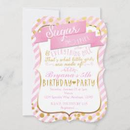 Zucker & Gewürzrosa Gold Geburtstagsparty Einladun Einladung