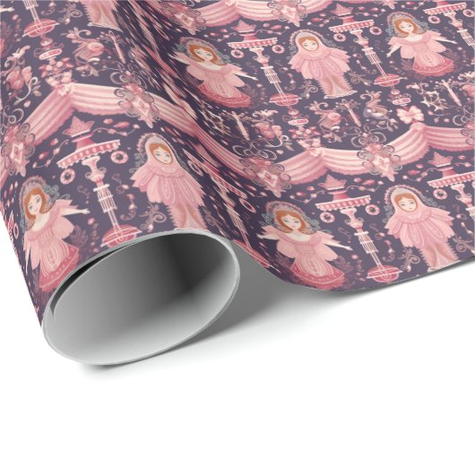 Zucker-Pflaume-Fairy, elegantes Nutcracker-Wunderl Geschenkpapier (Rolleneckpunkt)